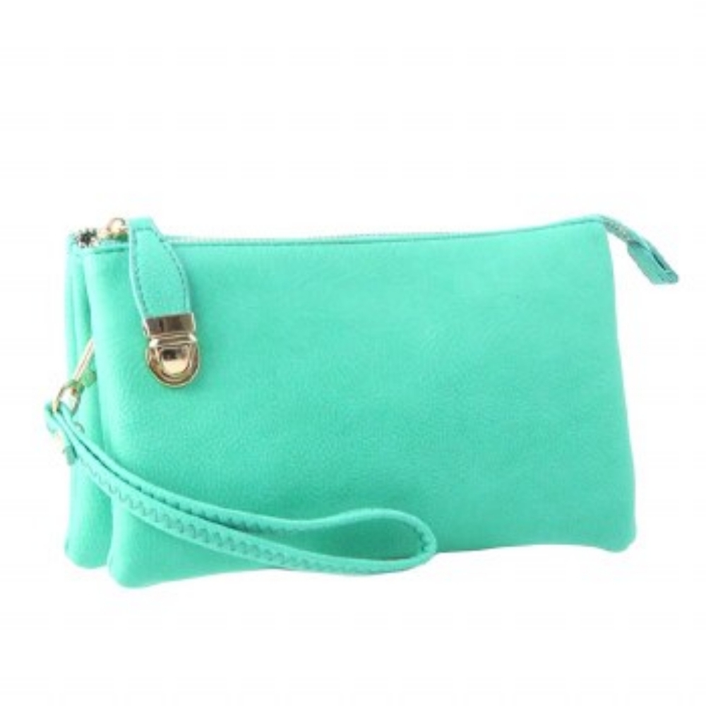 Turquoise Wristlet Clutch Messenger Bag for Women - Cruelty Free - Picture 4 of 4